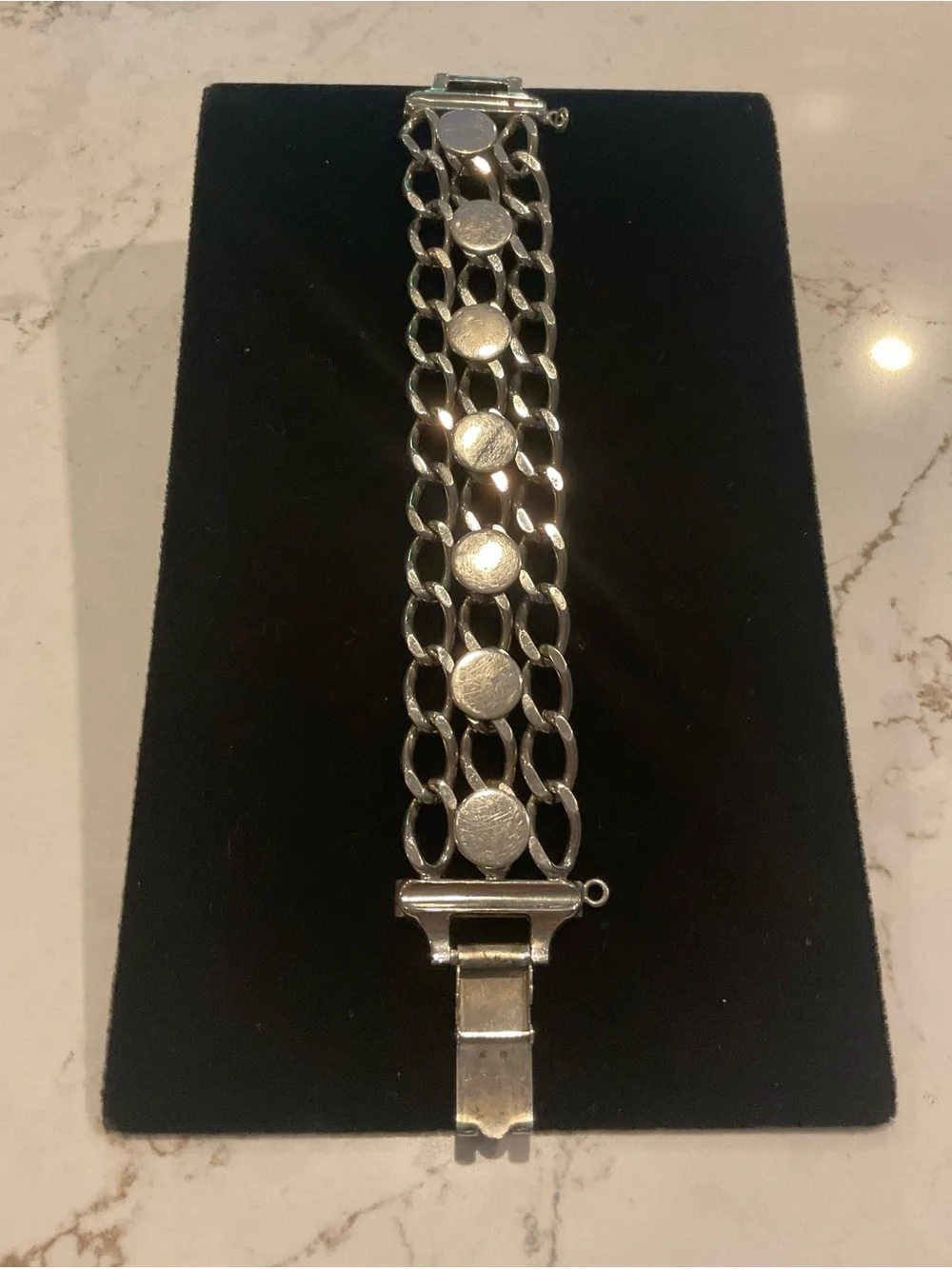 Vintage chain link metal silver chunky bracelet